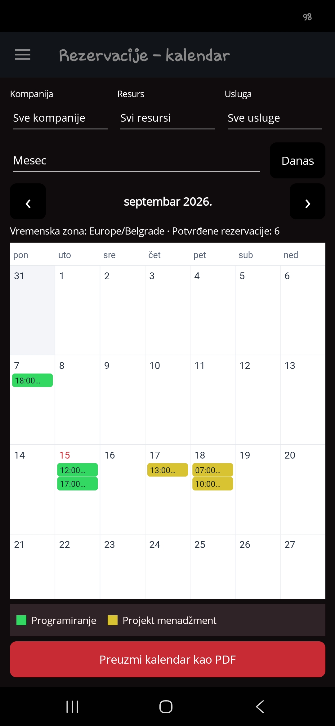 Foglalások kezelése a TerminiAdminnal
