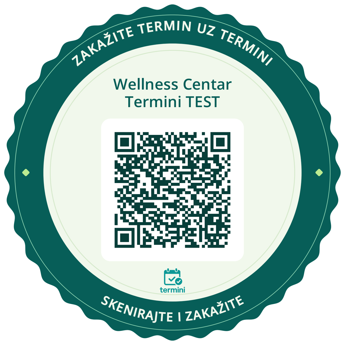 QR dizajn za štampu — Wellness Centar Termini TEST