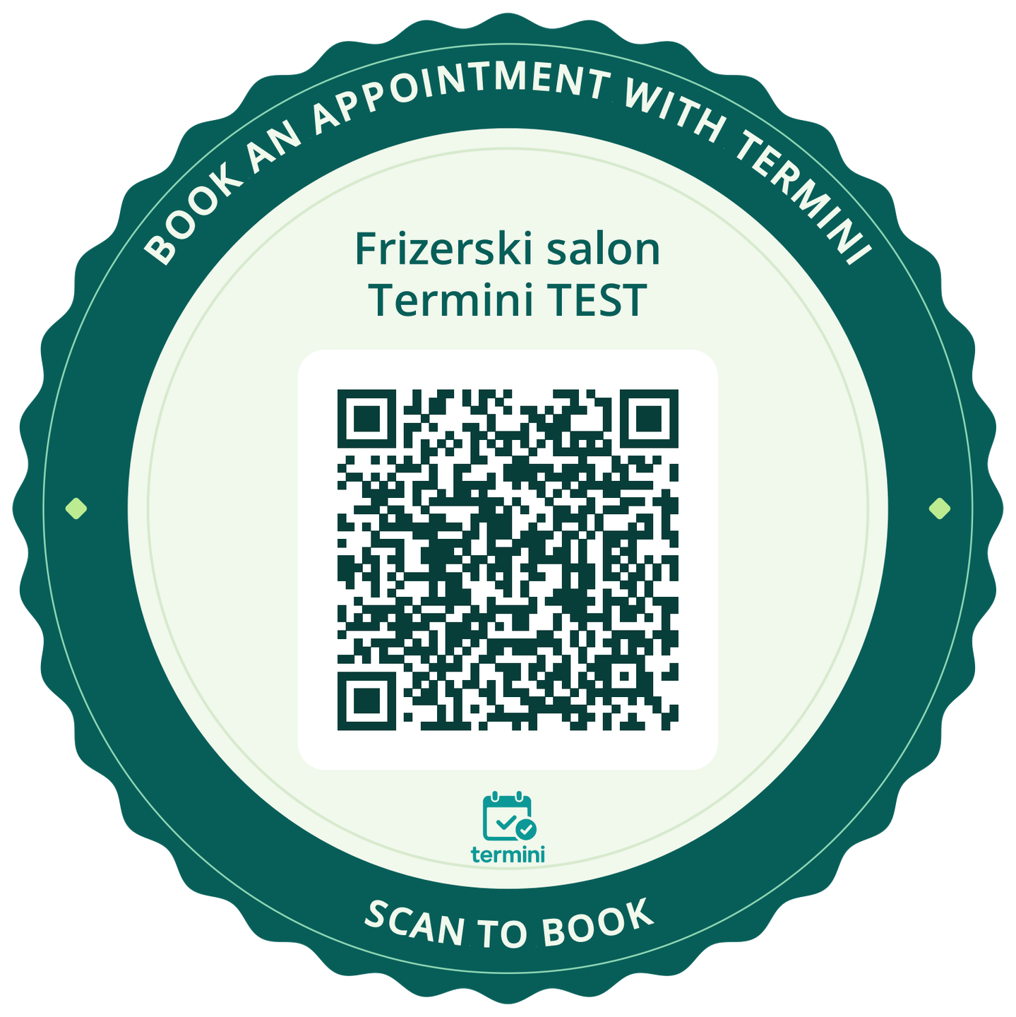 Nyomtatható QR-grafika — Frizerski salon Termini TEST