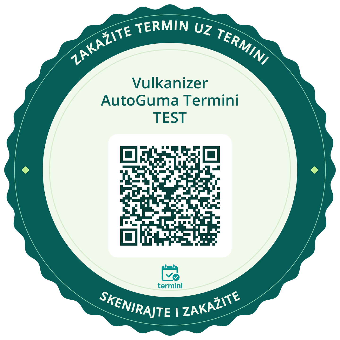 QR dizajn za štampu — Vulkanizer AutoGuma Termini TEST